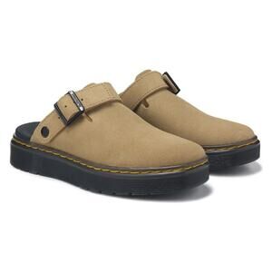 Dr Martens Carlson Mule Clogs 8 Tan Suede Buckle Slip On Casual Grunge Normcore
